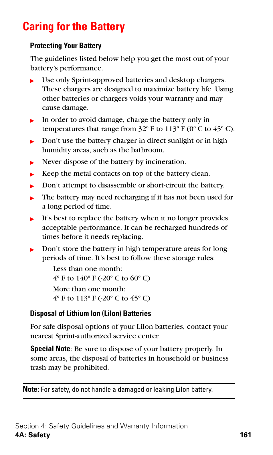 Caring for the battery | Samsung SPH-A620ZSSXAR User Manual | Page 169 / 181