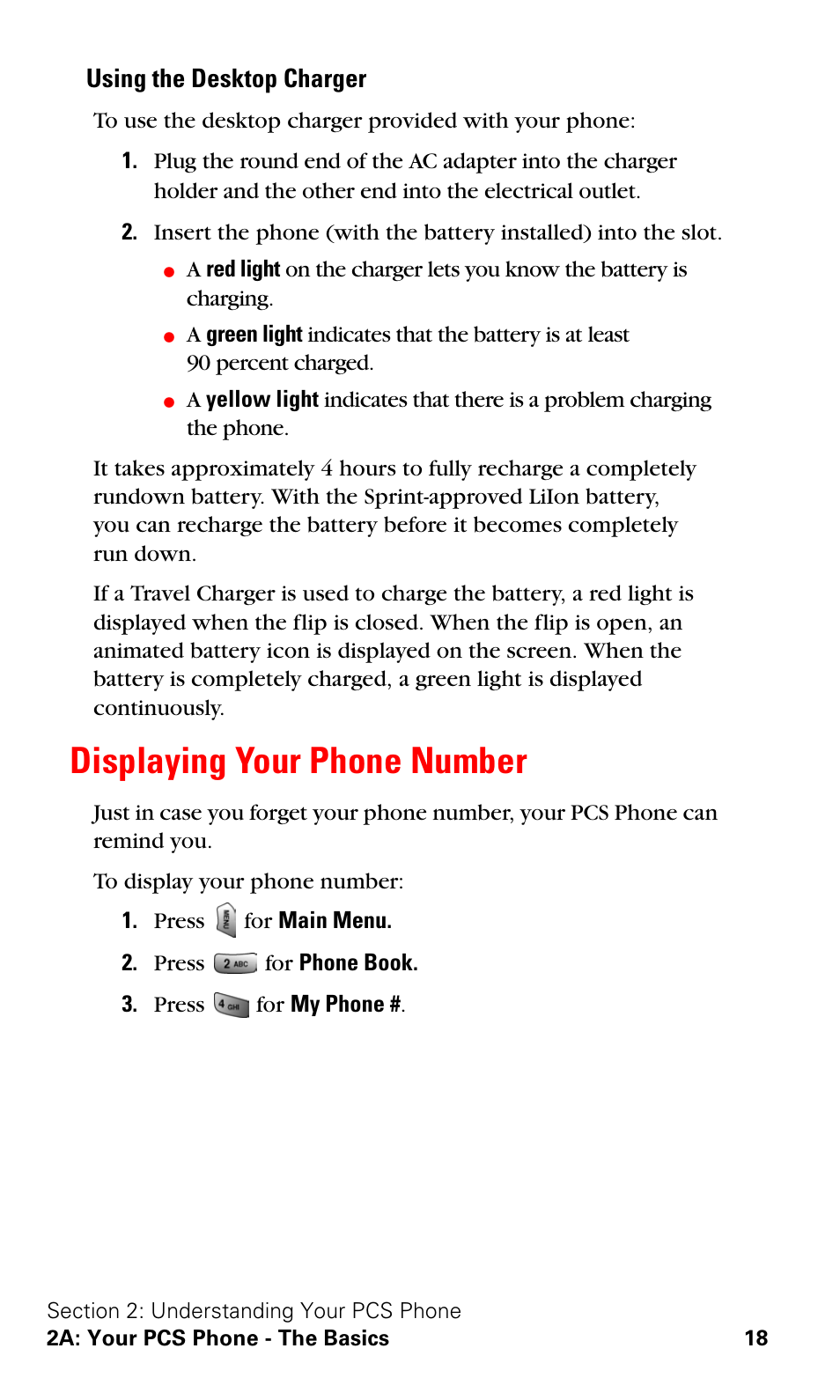 Displaying your phone number, Using the desktop charger | Samsung SPH-A620ZSSXAR User Manual | Page 26 / 181