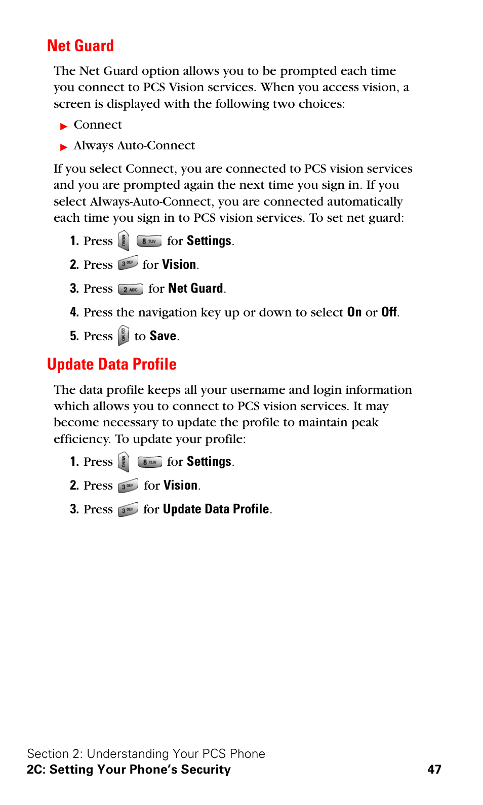 Net guard, Update data profile, Net guard update data profile | Samsung SPH-A620ZSSXAR User Manual | Page 55 / 181
