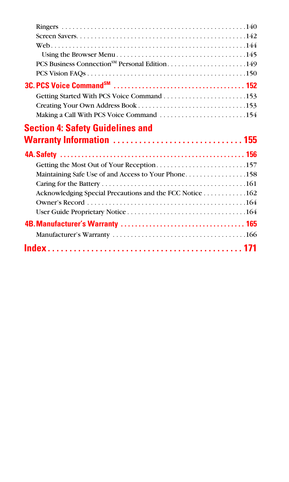 Index | Samsung SPH-A620ZSSXAR User Manual | Page 6 / 181