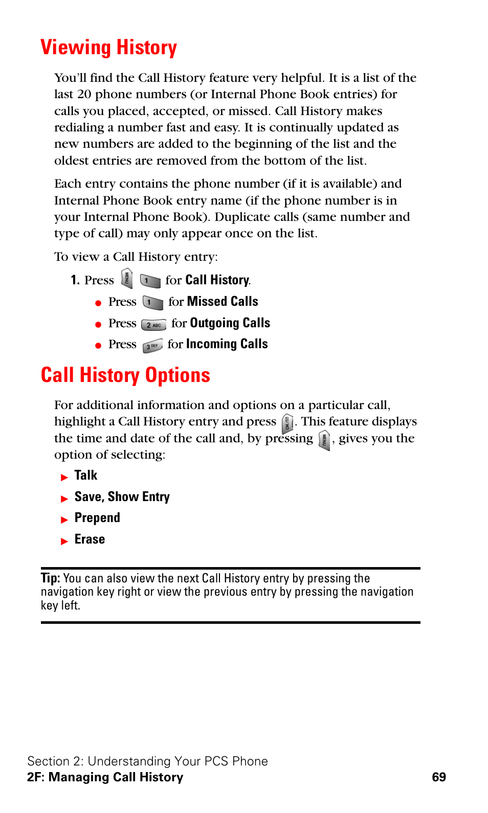 Viewing history, Call history options, Viewing history call history options | Samsung SPH-A620ZSSXAR User Manual | Page 77 / 181