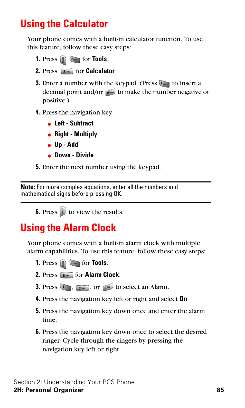 Using the calculator, Using the alarm clock, Using the calculator using the alarm clock | Samsung SPH-A620ZSSXAR User Manual | Page 93 / 181