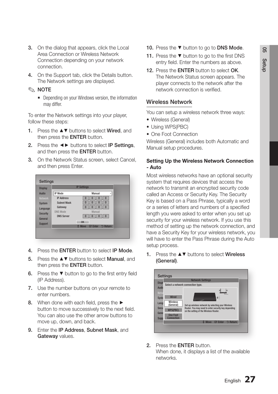Wireless network | Samsung BD-D5700-ZA User Manual | Page 35 / 78