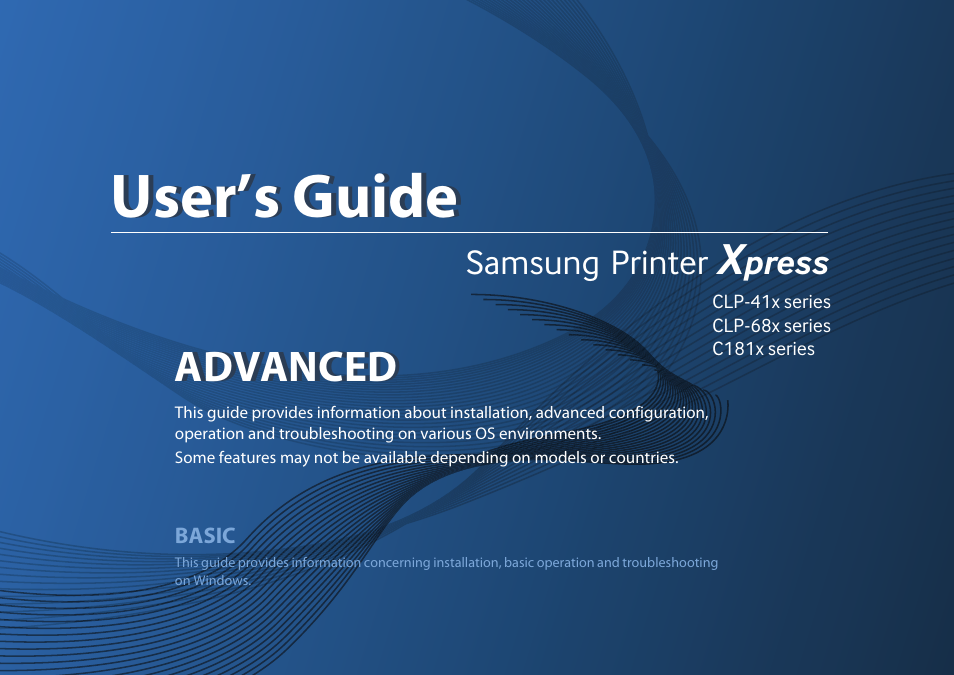 Advanced, User’s guide, Samsung printer | Press | Samsung SL-C1810W-XAA User Manual | Page 128 / 308