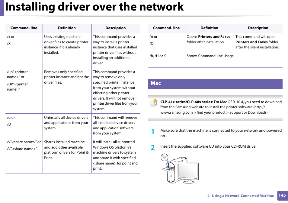 Installing driver over the network | Samsung SL-C1810W-XAA User Manual | Page 145 / 308