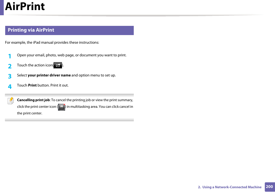 Airprint | Samsung SL-C1810W-XAA User Manual | Page 200 / 308