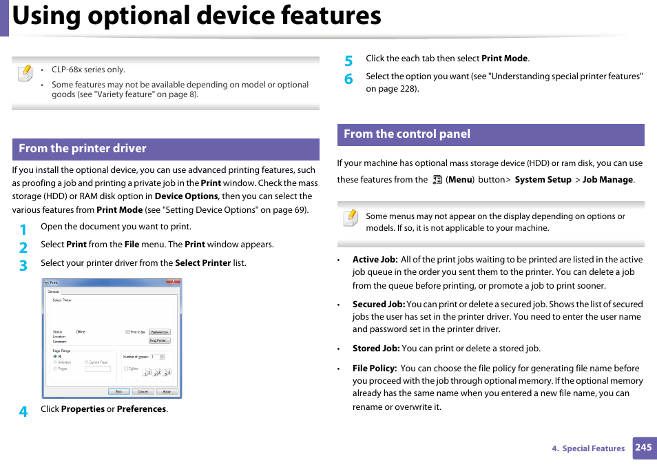 Using optional device features | Samsung SL-C1810W-XAA User Manual | Page 245 / 308