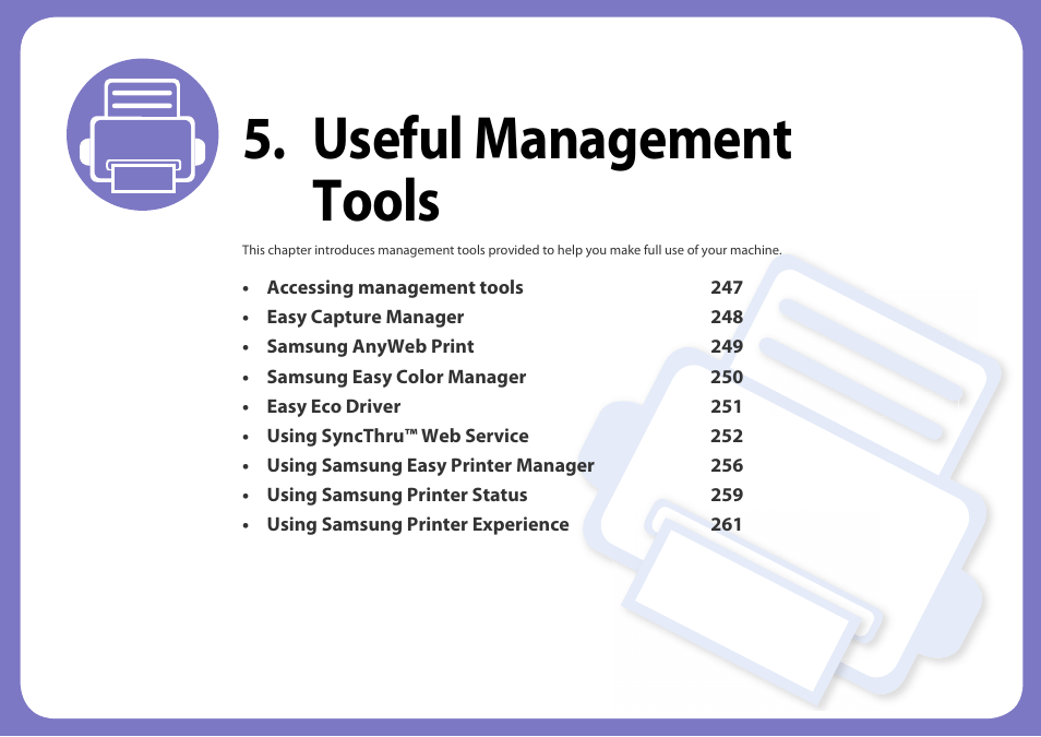 Useful management tools | Samsung SL-C1810W-XAA User Manual | Page 246 / 308