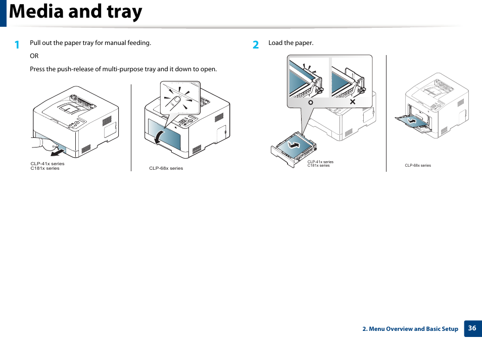 Media and tray | Samsung SL-C1810W-XAA User Manual | Page 36 / 308