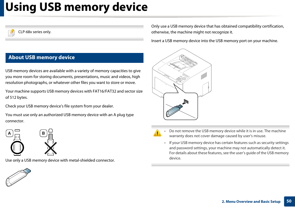 Using usb memory device | Samsung SL-C1810W-XAA User Manual | Page 50 / 308