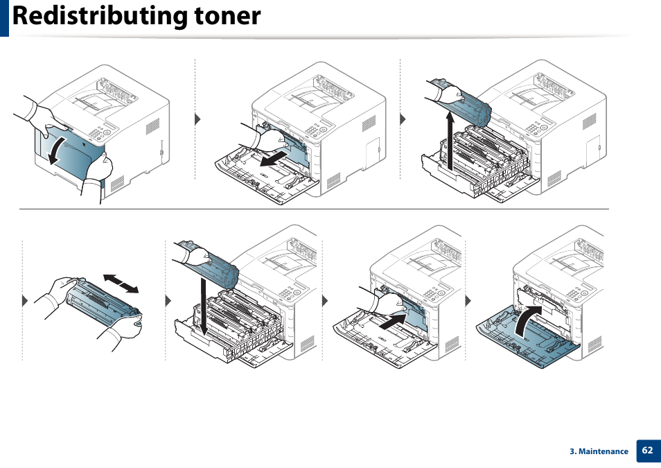 Redistributing toner | Samsung SL-C1810W-XAA User Manual | Page 62 / 308