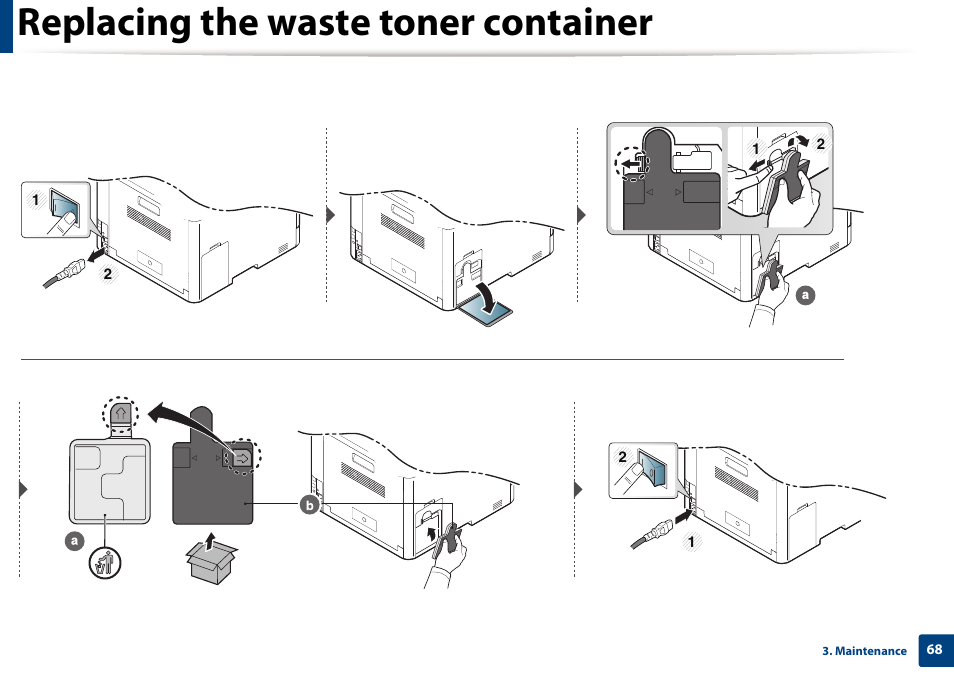 Replacing the waste toner container | Samsung SL-C1810W-XAA User Manual | Page 68 / 308