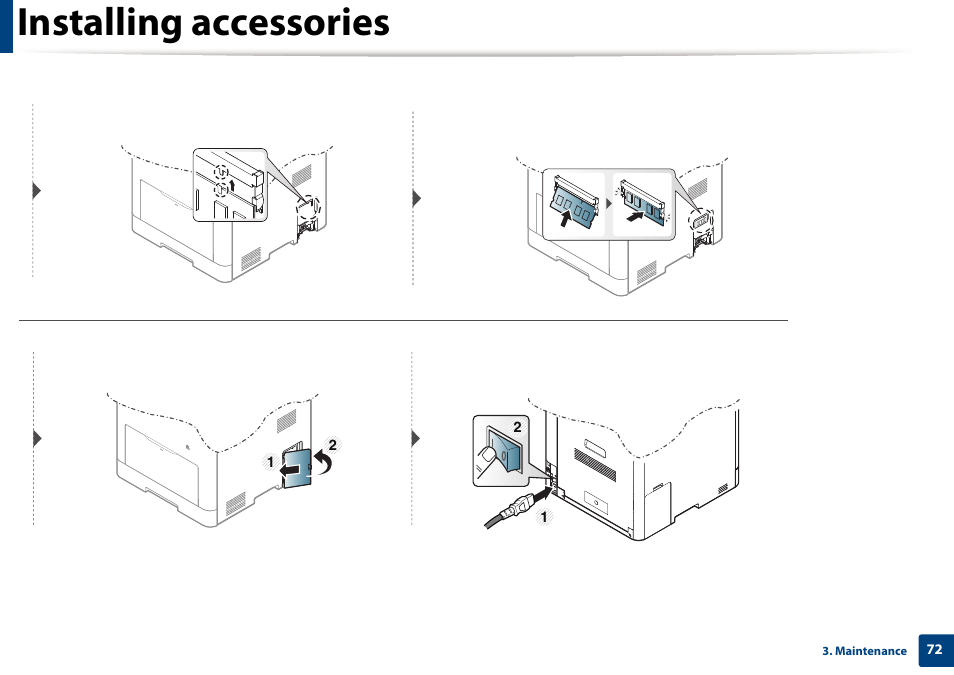 Installing accessories | Samsung SL-C1810W-XAA User Manual | Page 72 / 308