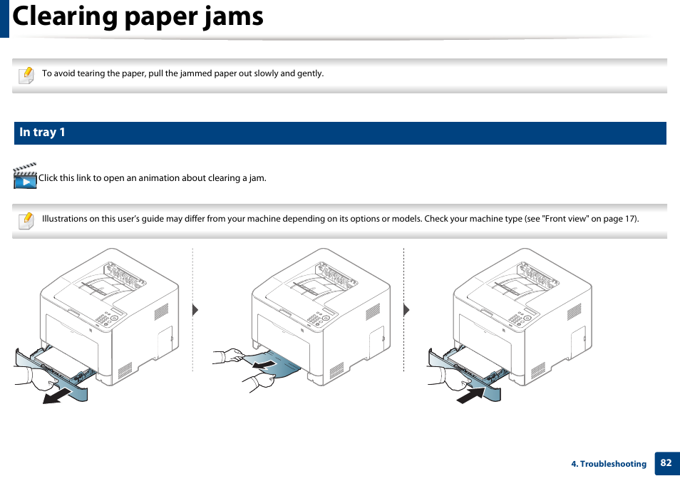 Clearing paper jams | Samsung SL-C1810W-XAA User Manual | Page 82 / 308