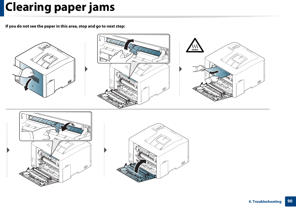 Clearing paper jams | Samsung SL-C1810W-XAA User Manual | Page 90 / 308