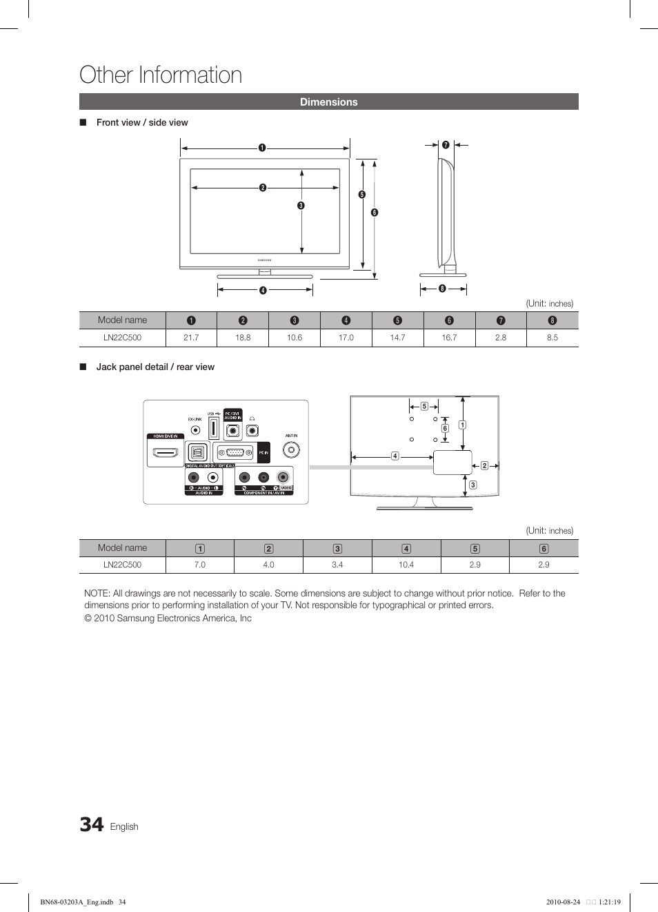 Other information | Samsung LN22C500B2FXZA User Manual | Page 34 / 105