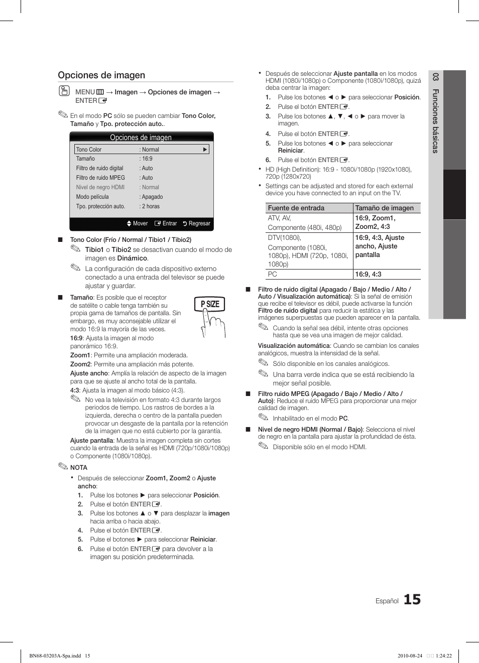 Opciones de imagen | Samsung LN22C500B2FXZA User Manual | Page 49 / 105