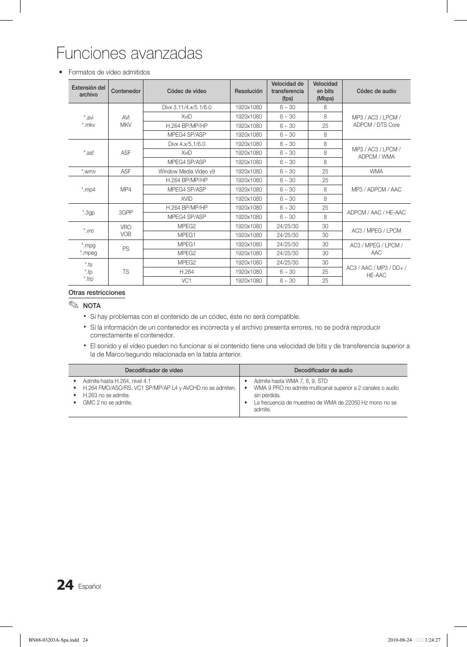 Funciones avanzadas | Samsung LN22C500B2FXZA User Manual | Page 58 / 105