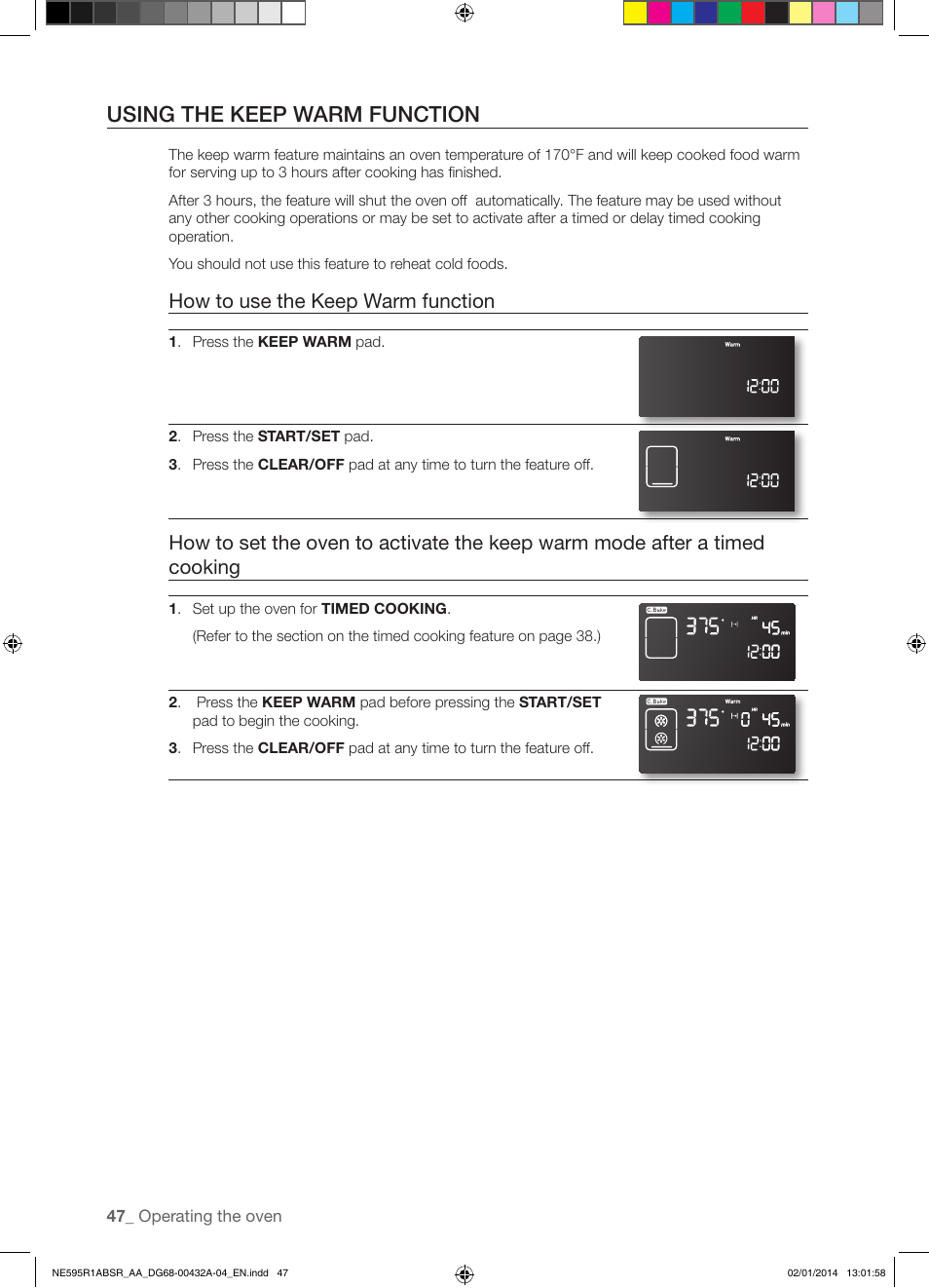 Using the keep warm function, How to use the keep warm function | Samsung NE595R1ABSR-AA User Manual | Page 48 / 72