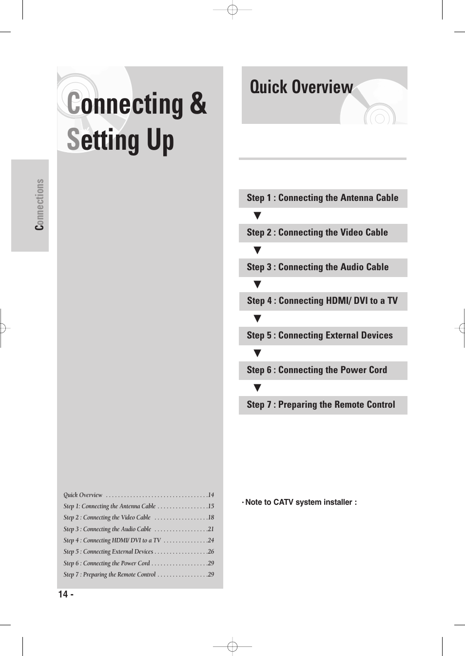 Connecting & setting up, Quick overview, Connecting & s etting up | Samsung DVD-VR335-XAA User Manual | Page 14 / 103