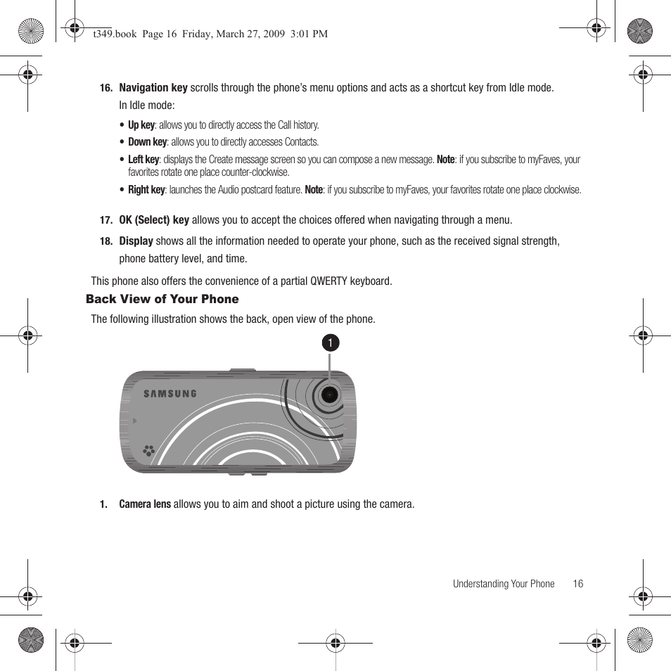 Back view of your phone | Samsung SGH-T349AGATMB User Manual | Page 19 / 155