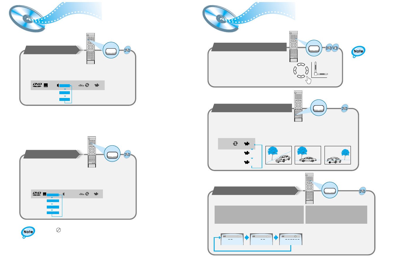 Selecting the audio language/ subtitle language, Various dvd functions, Selecting the desired screen angle | Selecting the audio language, Selecting the subtitle language | Samsung HTDL70DTH-XAA User Manual | Page 14 / 25