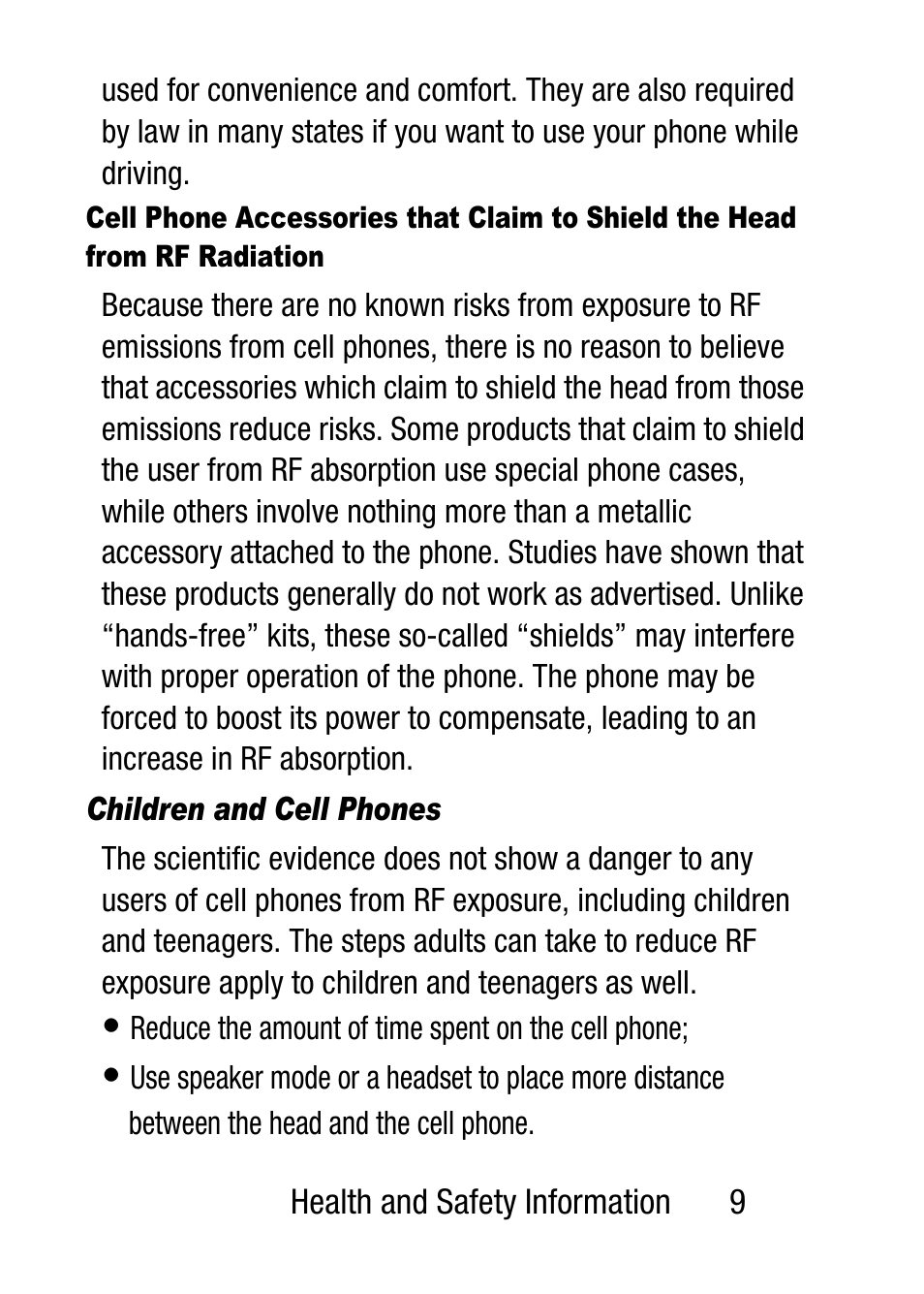 Children and cell phones | Samsung SM-T537RZWAUSC User Manual | Page 15 / 70