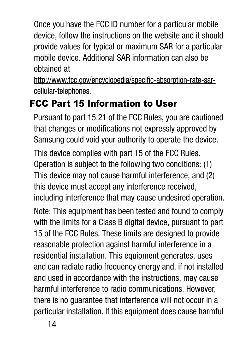 Fcc part 15 information to user | Samsung SM-T537RZWAUSC User Manual | Page 20 / 70
