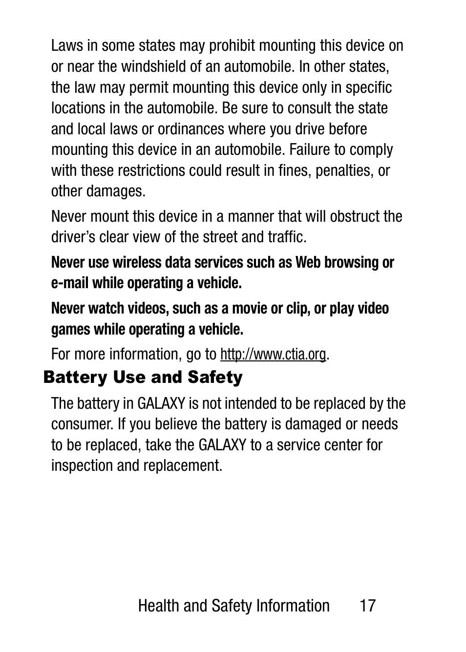 Battery use and safety | Samsung SM-T537RZWAUSC User Manual | Page 23 / 70