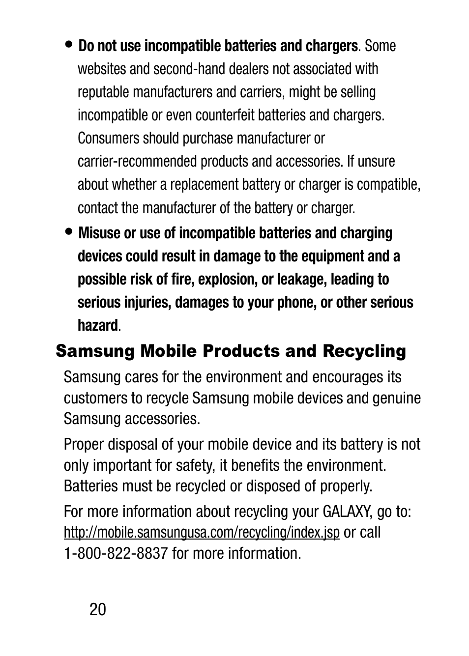 Samsung mobile products and recycling | Samsung SM-T537RZWAUSC User Manual | Page 26 / 70