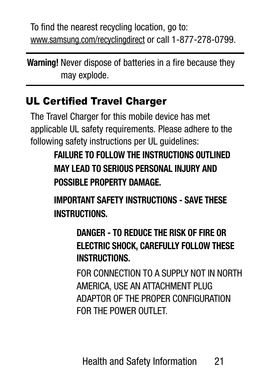 Ul certified travel charger | Samsung SM-T537RZWAUSC User Manual | Page 27 / 70