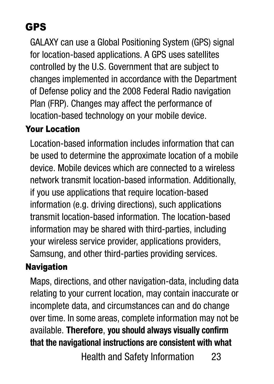 Your location, Navigation | Samsung SM-T537RZWAUSC User Manual | Page 29 / 70