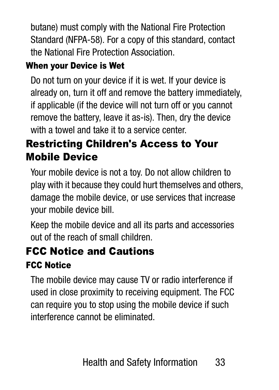 When your device is wet, Fcc notice and cautions, Fcc notice | Samsung SM-T537RZWAUSC User Manual | Page 39 / 70