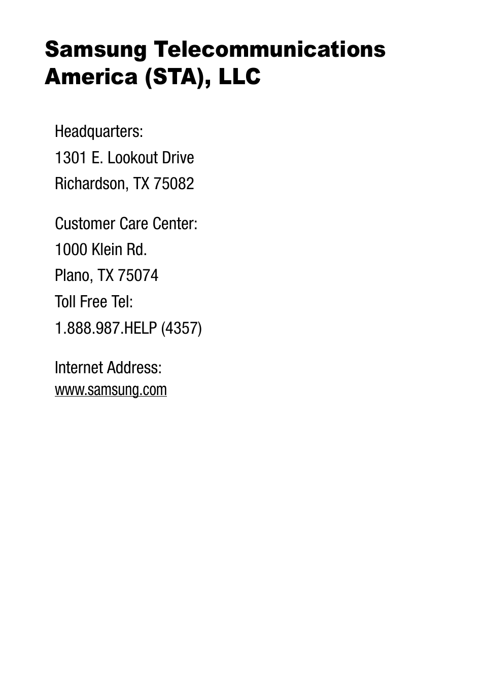 Samsung telecommunications america (sta), llc | Samsung SM-T537RZWAUSC User Manual | Page 5 / 70