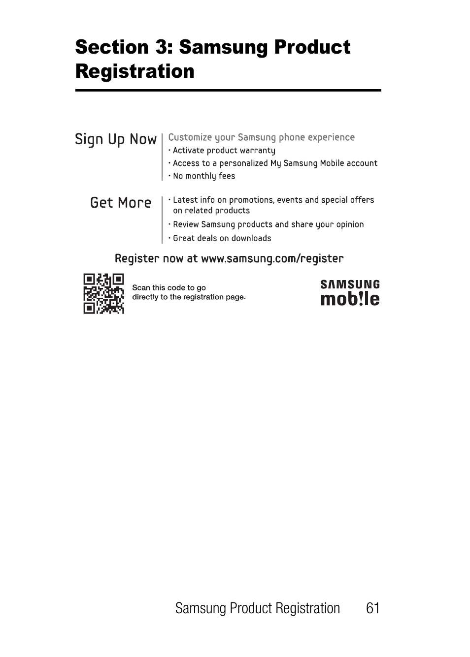Section 3: samsung product registration | Samsung SM-T537RZWAUSC User Manual | Page 67 / 70