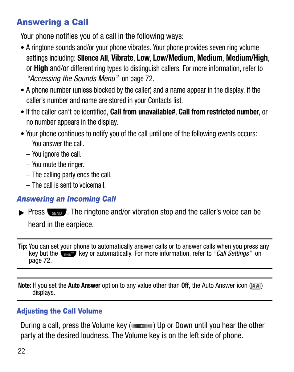 Answering a call | Samsung SCH-R355DAASTT User Manual | Page 26 / 78