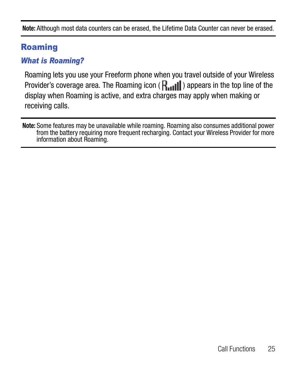 Roaming | Samsung SCH-R355DAASTT User Manual | Page 29 / 78