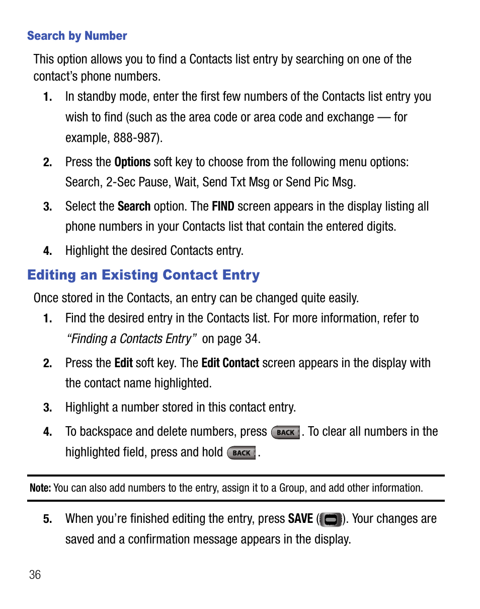 Editing an existing contact entry, For more | Samsung SCH-R355DAASTT User Manual | Page 40 / 78