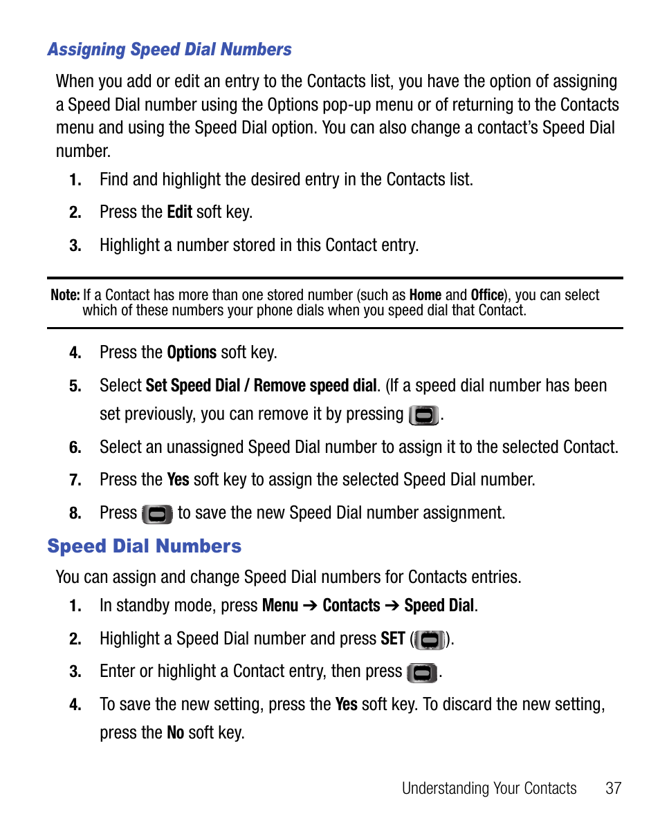 Speed dial numbers | Samsung SCH-R355DAASTT User Manual | Page 41 / 78