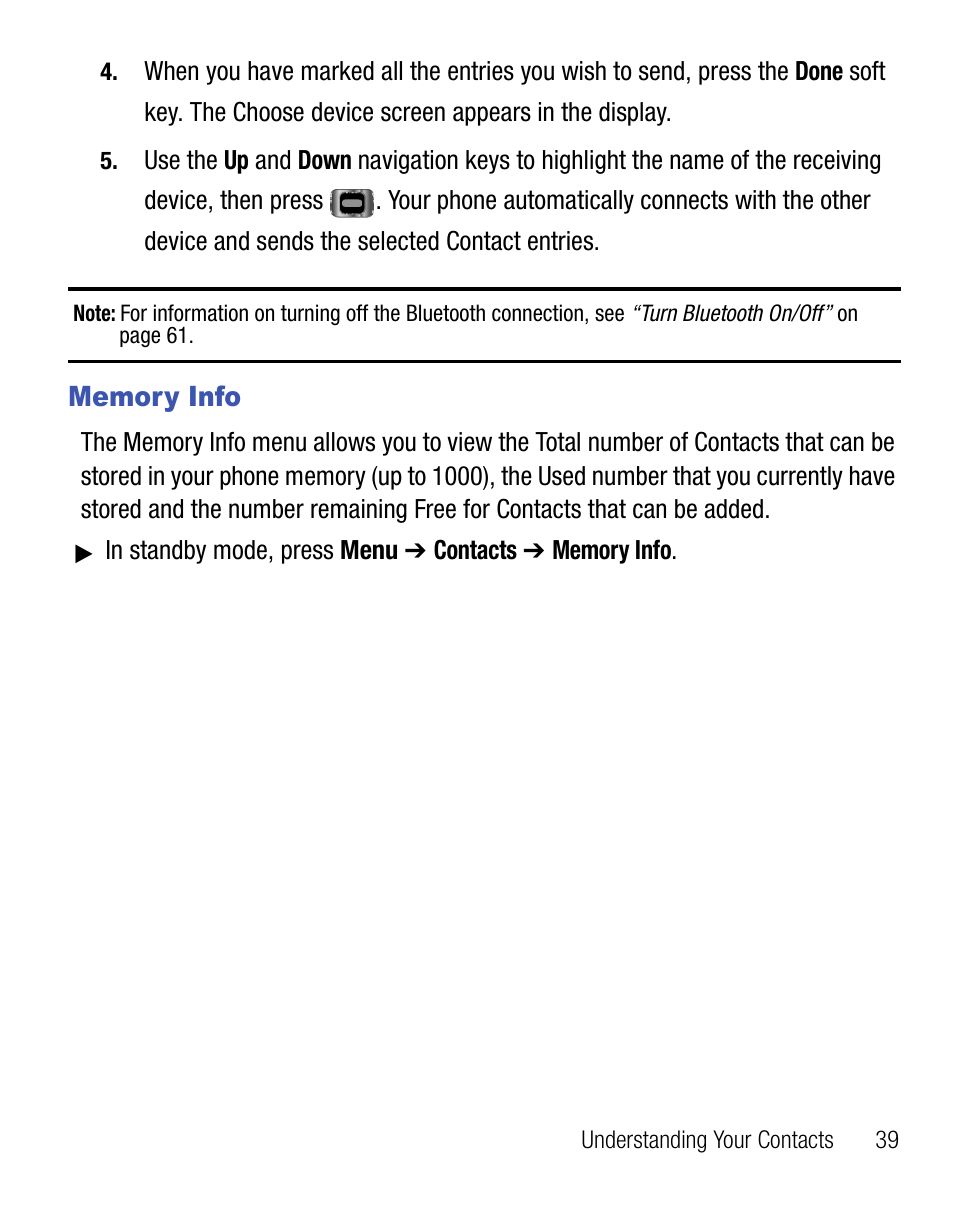 Memory info | Samsung SCH-R355DAASTT User Manual | Page 43 / 78