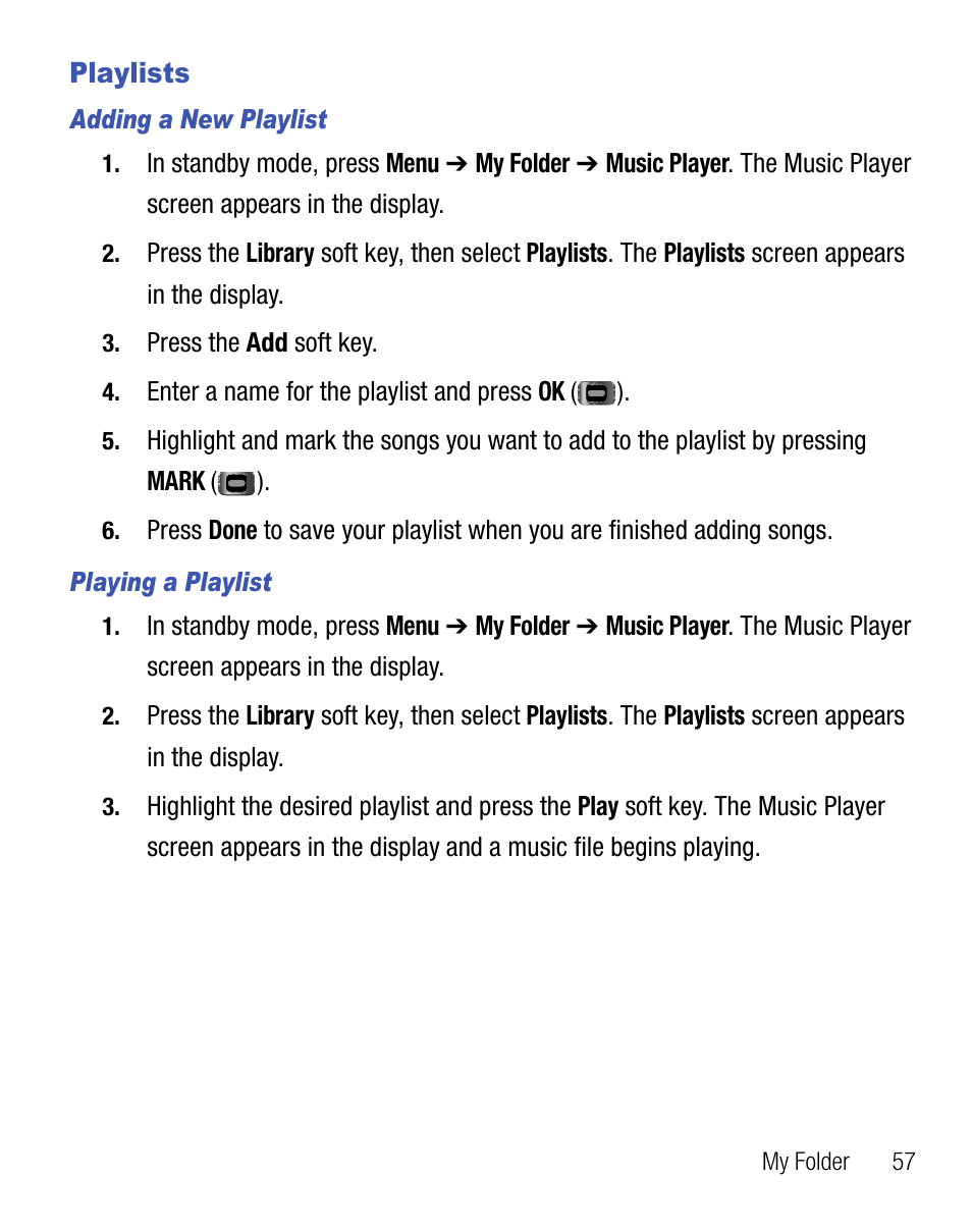 Playlists | Samsung SCH-R355DAASTT User Manual | Page 61 / 78