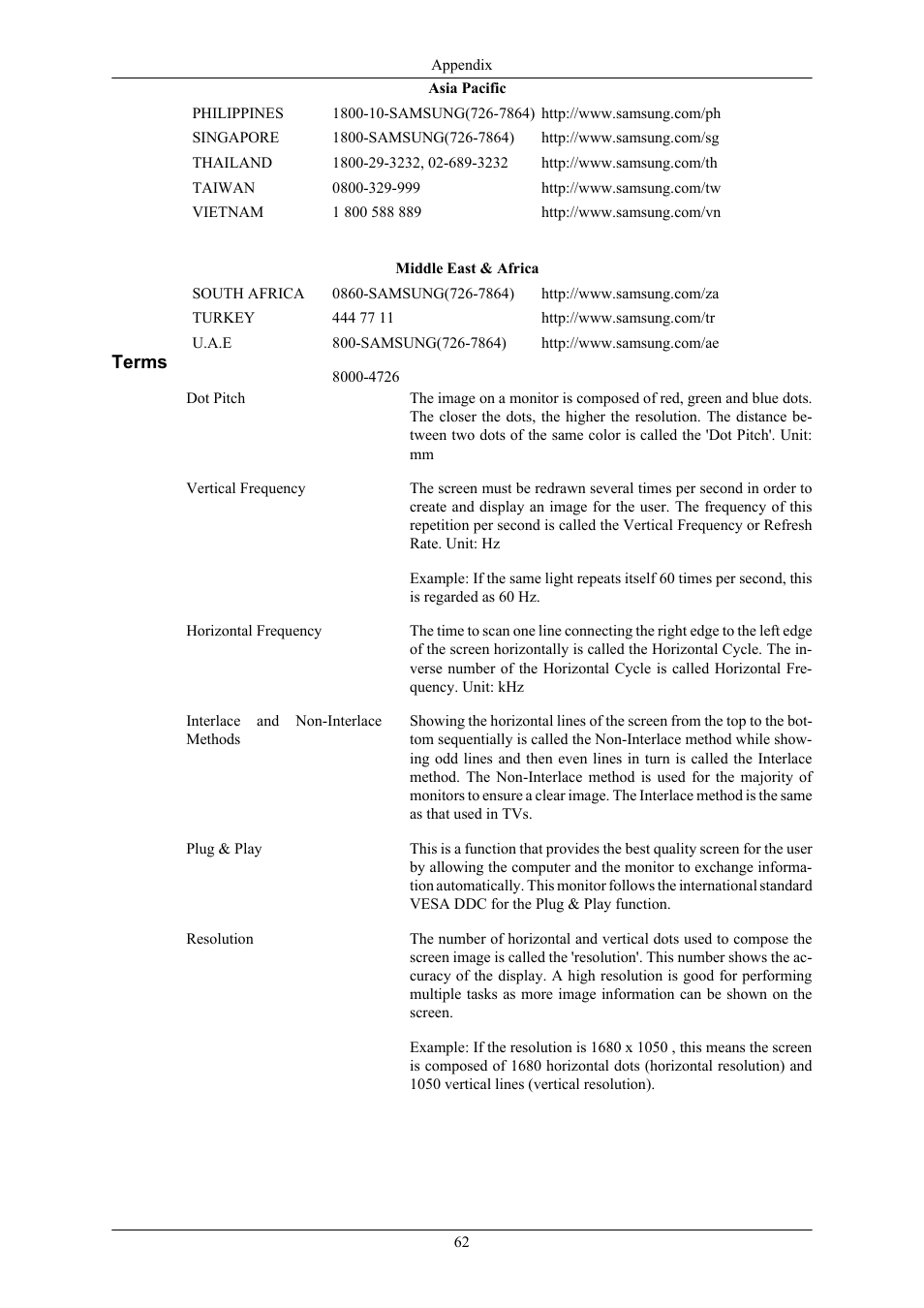 Terms | Samsung LS20AQWJFV-XAA User Manual | Page 64 / 65