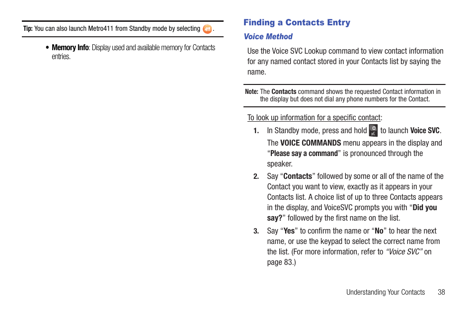 Finding a contacts entry | Samsung SCH-R380ZKAMTR User Manual | Page 41 / 128