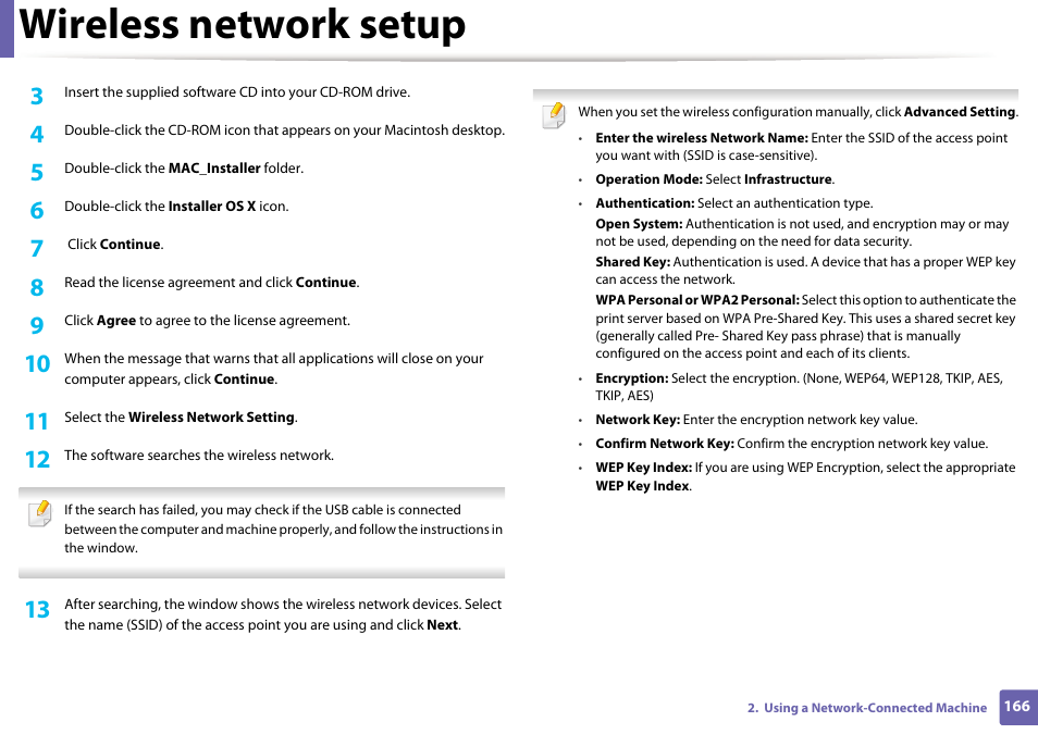 Wireless network setup | Samsung SCX-4729FW-XAA User Manual | Page 166 / 317