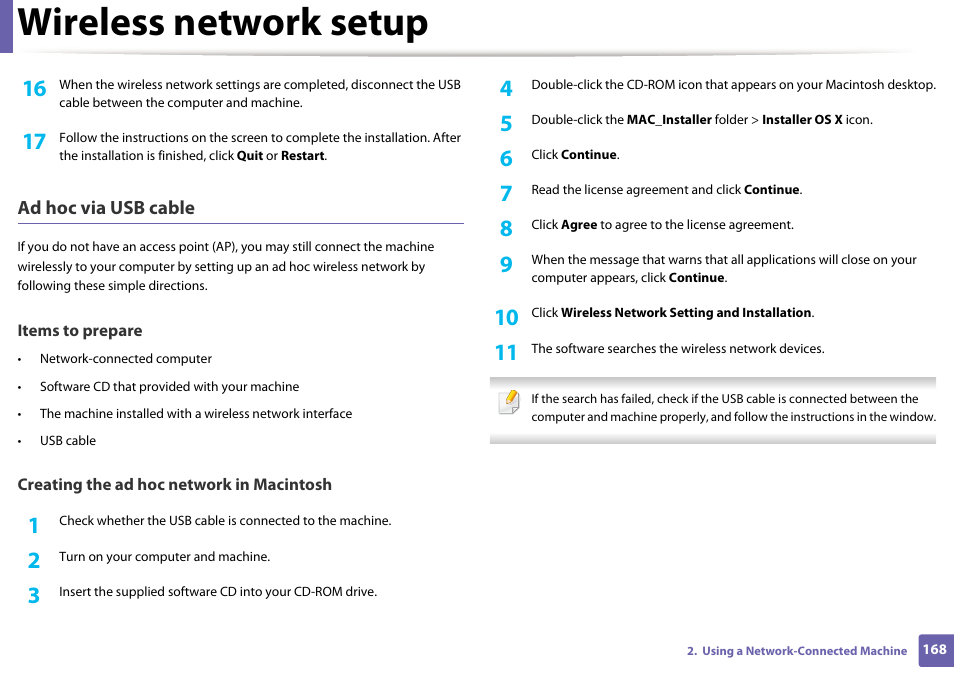 Wireless network setup | Samsung SCX-4729FW-XAA User Manual | Page 168 / 317