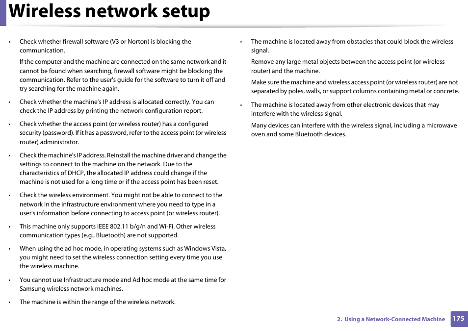 Wireless network setup | Samsung SCX-4729FW-XAA User Manual | Page 175 / 317
