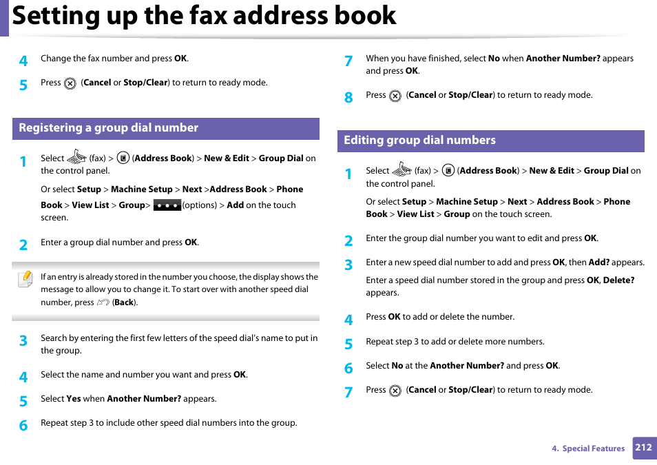 Setting up the fax address book | Samsung SCX-4729FW-XAA User Manual | Page 212 / 317