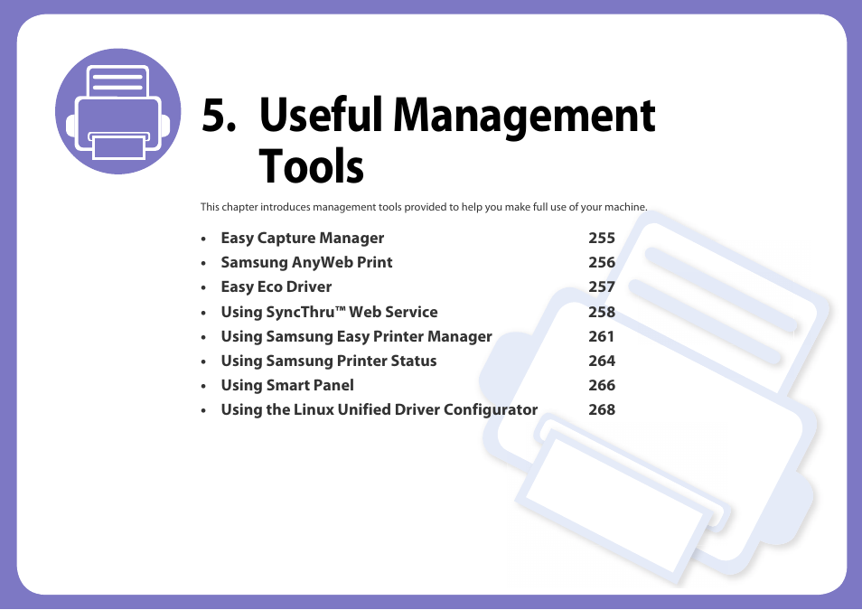 Useful management tools | Samsung SCX-4729FW-XAA User Manual | Page 254 / 317