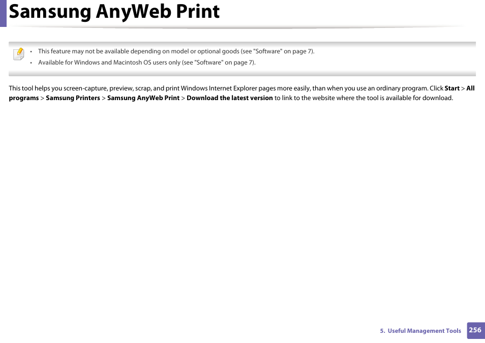 Samsung anyweb print | Samsung SCX-4729FW-XAA User Manual | Page 256 / 317