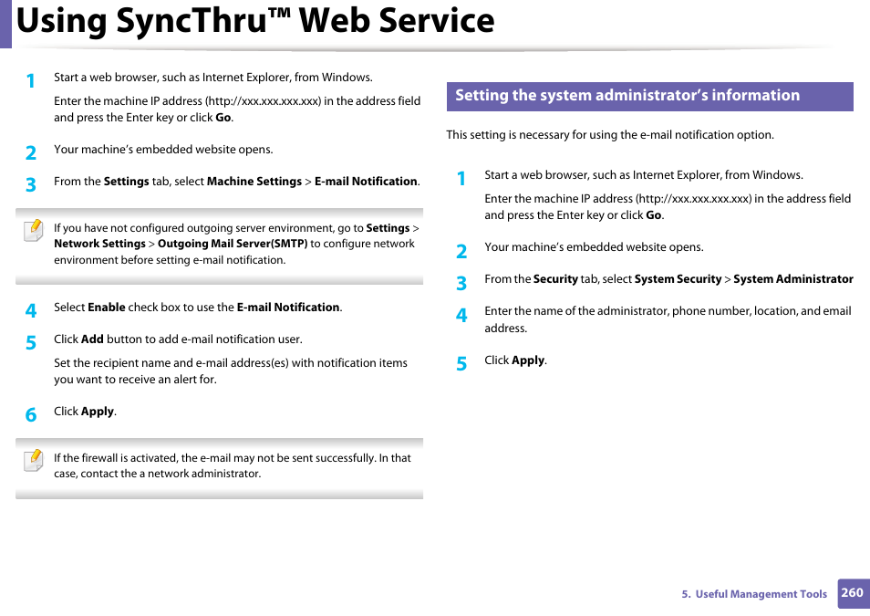 Using syncthru™ web service | Samsung SCX-4729FW-XAA User Manual | Page 260 / 317